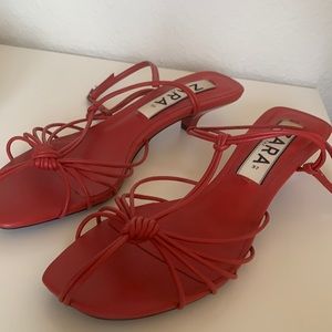 Red Zara kitten heels